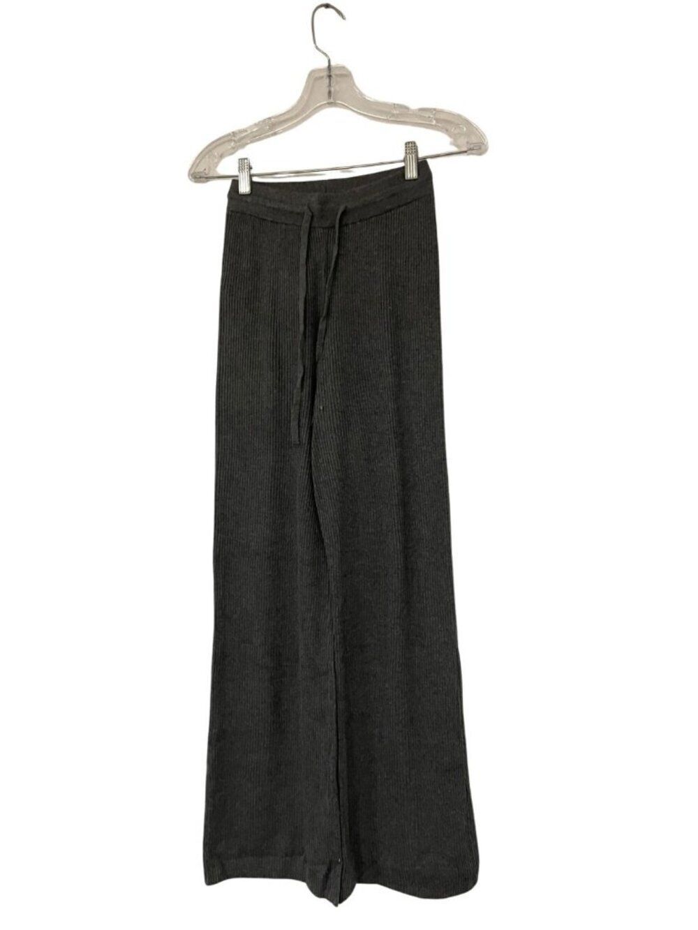 Oysho Womens lounge Pants XS Gray Ribbed Knit High Rise Wide Leg 0337/917 NWT